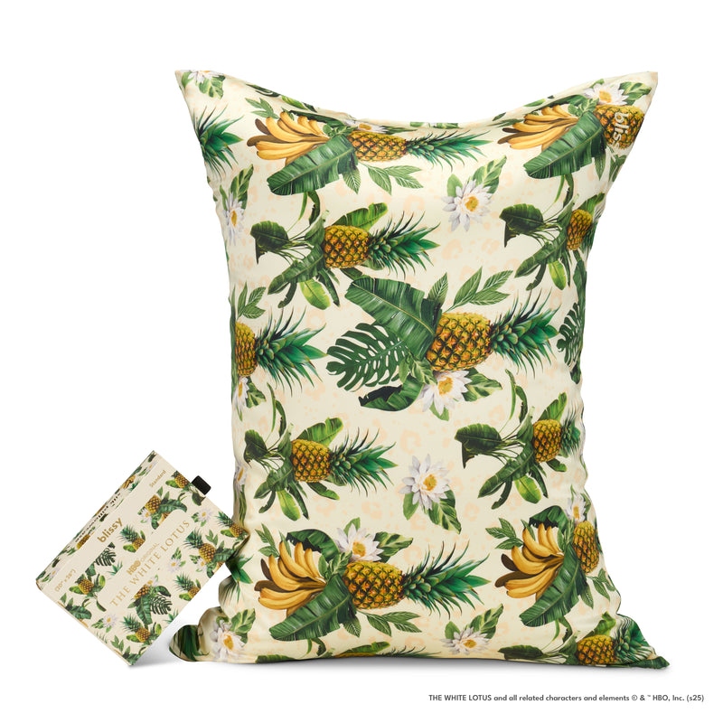 blissy white lotus pineapple suite silk pillowcase